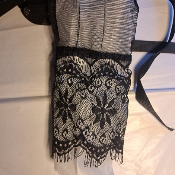 M made in ITALY from SUNDANCE catalog NWT Dress Sz S LACE & BOW CUFFS SHEER ARMS - Picture 7 of 12